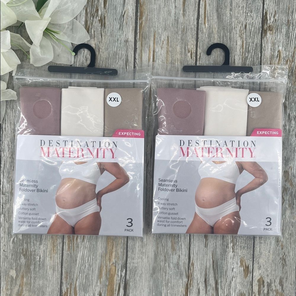 Women’s Destination Maternity Foldover Bikini Panty 2, 3-Packs Size XXL